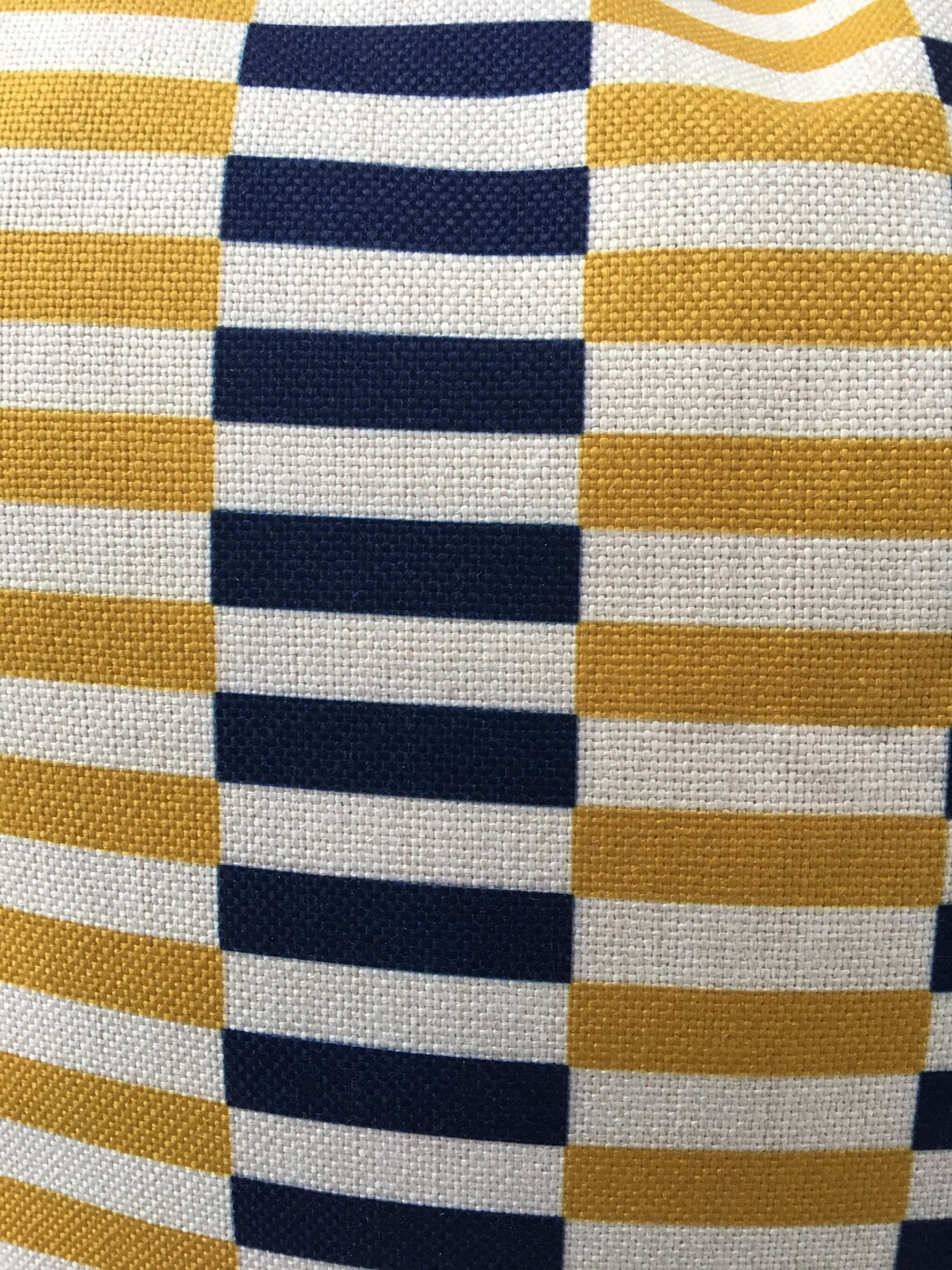 Navy Blue and Mustard Yellow mini stripes geometric cushion Etsy