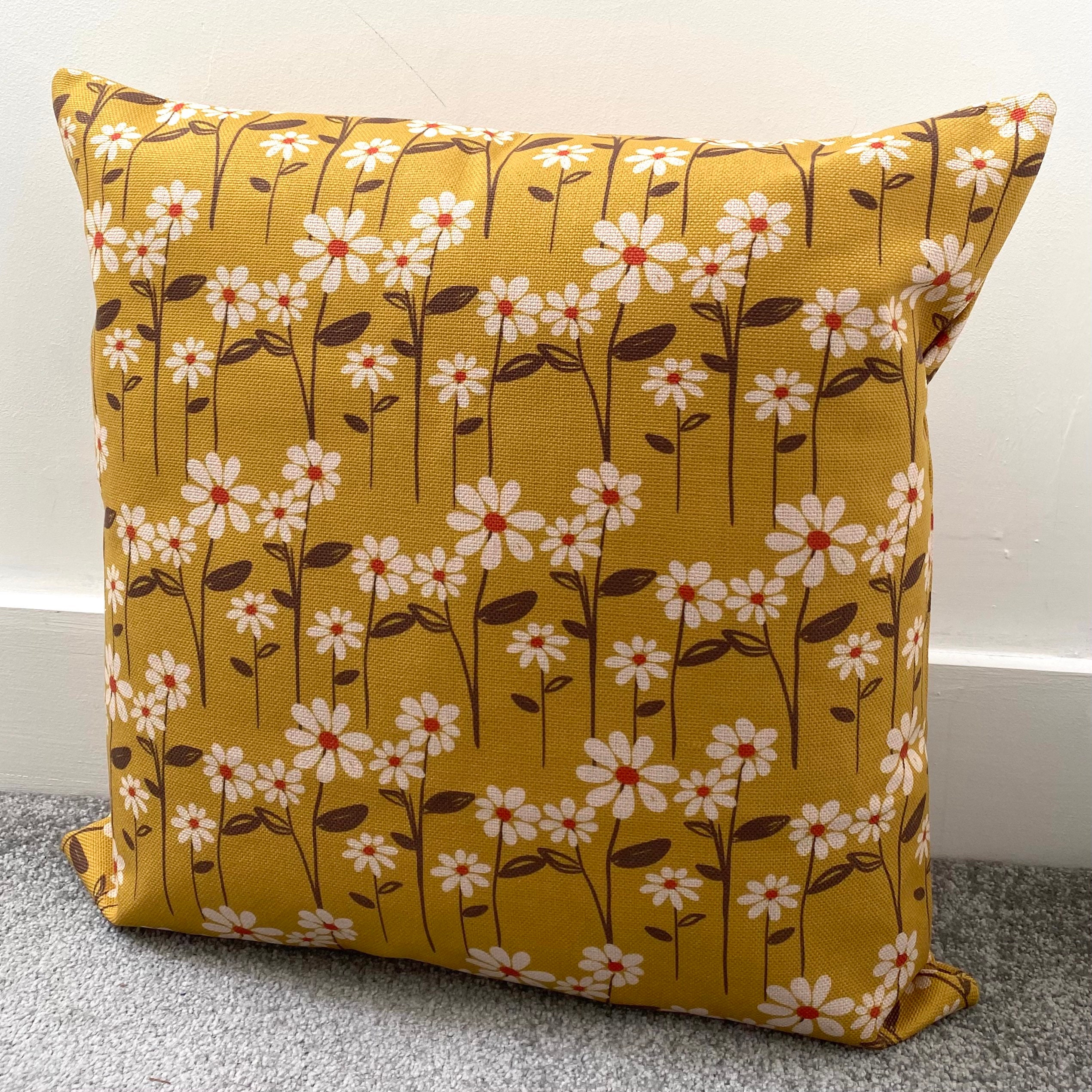 Mustard Yellow Daisies Cushion Cover Cushion Cover 22 x Etsy