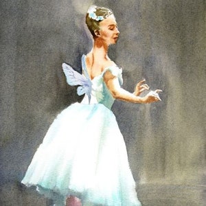 Ballet Dancer Watercolor on Paper Painting Original 8x12&quot;