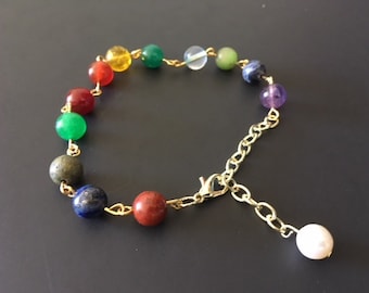 New Jerusalem Gemstone Bracelet with a Pearl