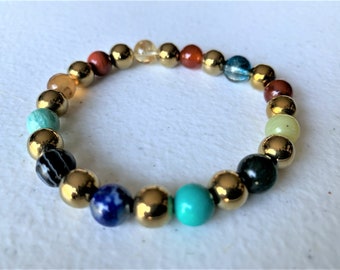 Aaron's Breastplate Gemstone Bracelet with Stretch Band.