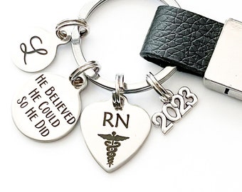 RN Keychain For Men, RN Gifts For Men, Rn Gifts For Him, Gifts For Rn Graduate, He Believed He Could Gifts, RN Student, Nursing School, Rn