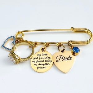 My Daughter Forever Bridal Pin, Something Old New Borrowed Blue, Wedding Pin, Something Blue Charm, Something Blue Wedding, Bride To Be Gift