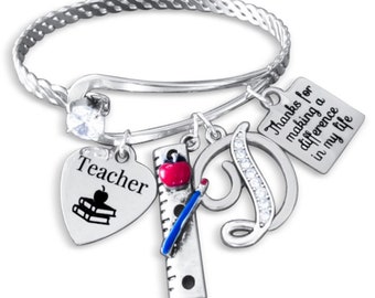 Christmas Teacher Bracelet, Unique Teacher Gifts, Teacher Personalized Bracelet, Christmas Gift, Teacher Gift, Teacher Christmas Gift