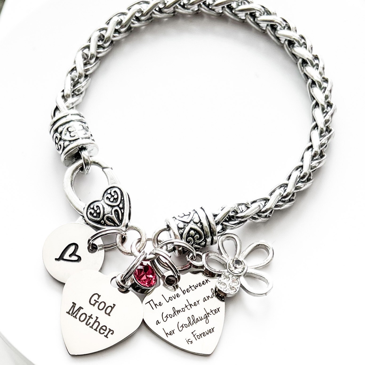 GODMOTHER Bracelet Godmother Jewelry Gifts From Godchild Godparent Jewelry God Mom Jewelry Personalized Godmother Gift GodMom Initial