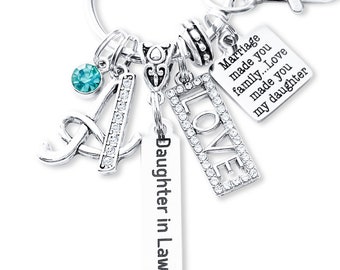 Daughter In Law Birthday Gift, Daughter-in-law Gifts, In Laws Gift, Daughter-in-law Jewelry, Personalized In Law Keychain, Daughter-in-law