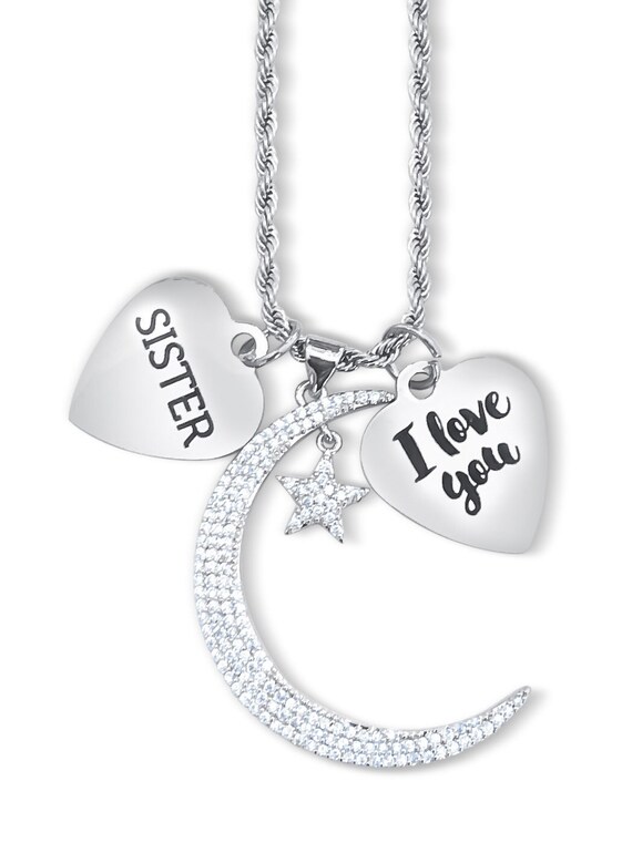 Amazon.com: Christmas stocking Stuffers Sisters, Set of 2 ''Always Sisters  Forever Friends'' Moon Pendant Necklaces - Jewelry Gifts for Big & Little  Sisters, Best Friends - Sister Necklaces for 2 (Silver Tone) :