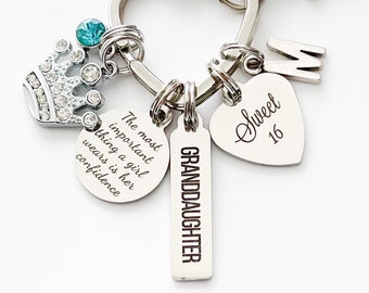 Confidence Keychain For Daughter, Sweet 16  Key Ring, The Most Important Thing A Girl Wears Is Her Confidence Gifts, Sweet Sixteen Birthday