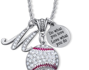 SOFTBALL NECKLACE, BASEBALL Necklace, Softball Jewelry, Baseball Jewelry, Personalized Softball Chain Necklace, Softball Gift Ideas For Her