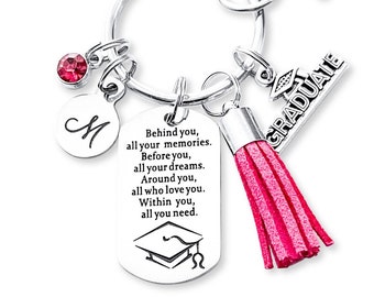 Class Of 2024, Graduation Keychain, High School Senior, Personalized, College Keychain, Gift For Her, Birthstone, Grad Gift For Daughter