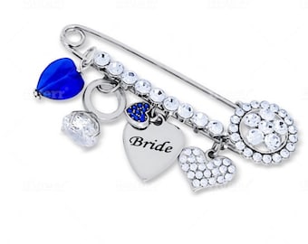 Bridal Pin, Something Old New Borrowed Blue, Wedding Pin, Something Blue Charm, Something Blue Wedding, Bride To Be Gift, Bride Gift, Bride