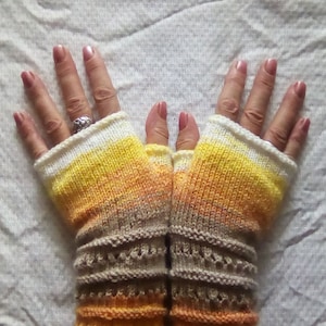 Hand Knitted  Multi Color Gloves , Knit Fingerless Gloves, Vegan Knit Gloves, Fingerless Arm Warmers,  Ready to Ship