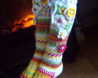 Hand Knitted Over the Knee Socks, House knee socks , Woman Wool socks, Knitted Wool socks,  Made to order