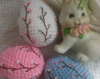 Huevos de Pascua Crochet, Set de 3 huevos de Pascua Decoración, Huevos Amigurumi, Decoración casera de Pascua de ganchillo, Huevos de Pascua veganos