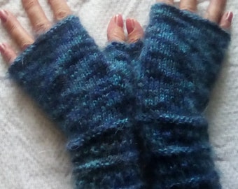 Hand Knitted Woolen Mohair Fingerless Gloves, Lace Fingerless Gloves For Women, Soft Fingerless Gloves, Woolen Hand Warmers