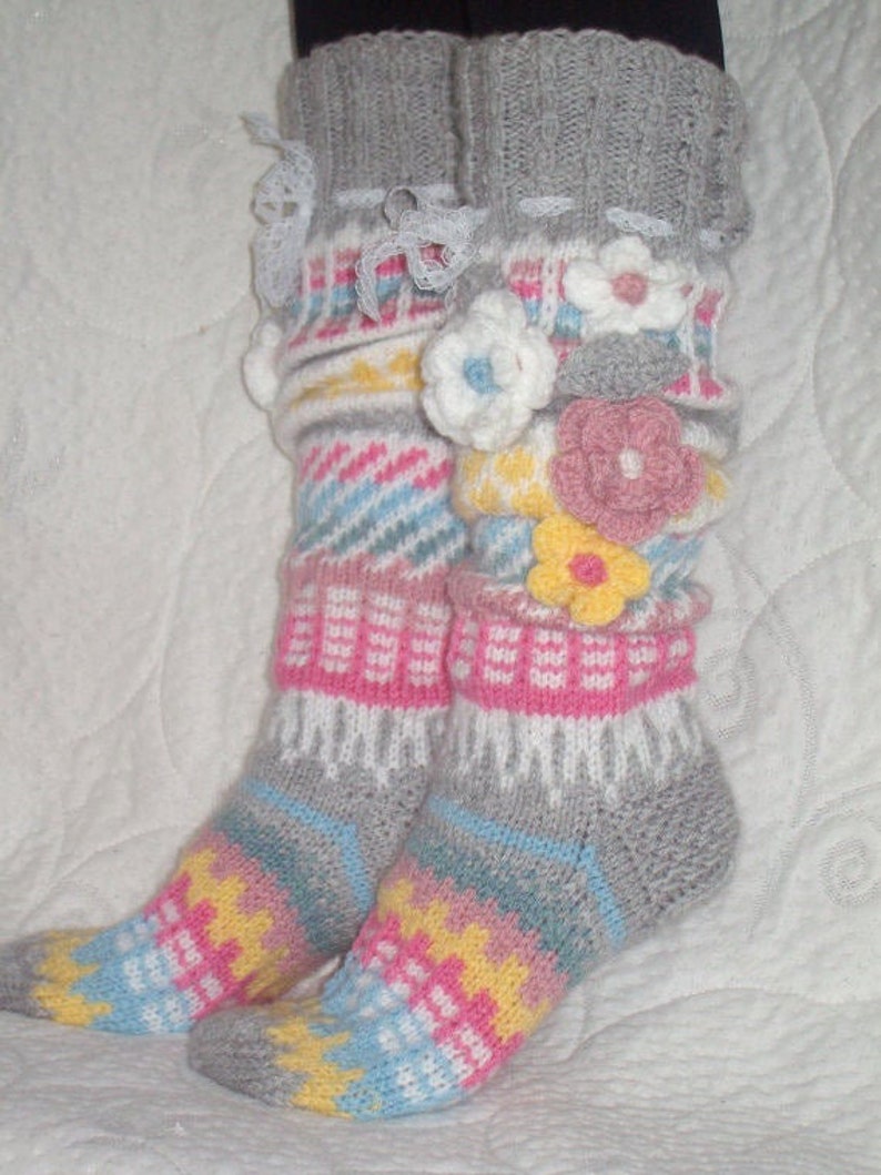 Hand Knit Knee Socks Thigh High Socks Over the Knee Socks Etsy