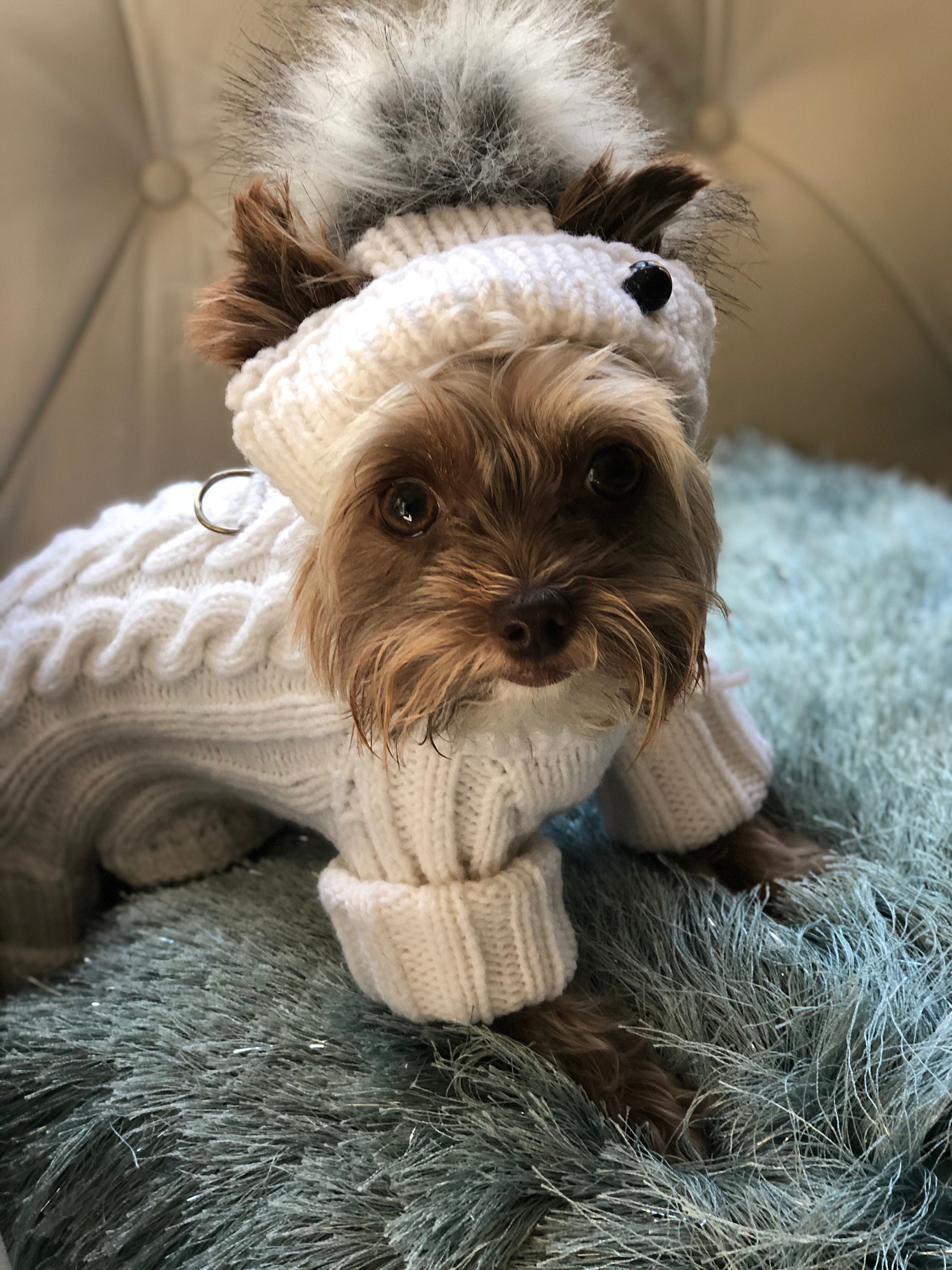 Dog Designer Clothes Cable Knitted Dog Sweater Dog Dresses Etsy