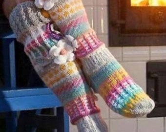 Hand knit knee socks , Thigh High Socks , Over the Knee Socks , Knit Wool Socks ,  Winter Socks for Women , READY to CHIP