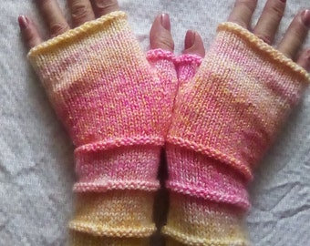 Handgestrickte Handschuhe, Fingerlees Handschuhe, Geschenk für Frauen, Multi Farbe Handschuhe, Vegan Fingerlees Handschuhe, sofort versandfertig
