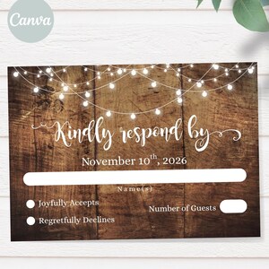 Rustic RSVP enclosure card Instant Download self-editable template Edit with Canva, DA861