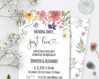 Wildflower Wedding Reception Invitation, Print or Email, Self-Editable Template, Edit with Corjl, A529