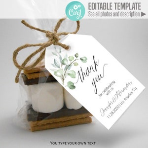 Printable Tag, watercolor greenery boho tags, printable editable template, Edit with Corjl A016