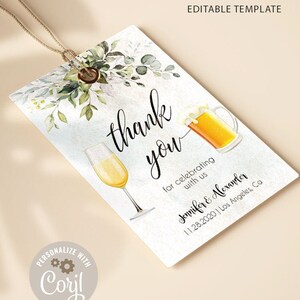 Bubbles and brews favor tag, printable self-editable gift tags, instant download, Edit with Corjl, A022