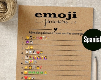 SPANISH Bridal Shower Game Emoji pictionary in Spanish, Printable PDF, G354