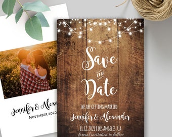 Rustic Save the date card, printable editable template, instant download, Edit with Corjl, A402