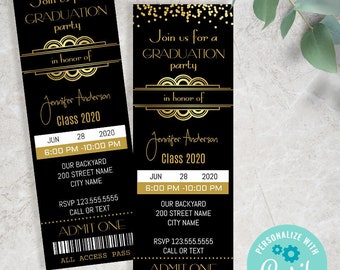 Graduation ticket invitation, Self-editable template, Instant download, Edit with Corjl, A772