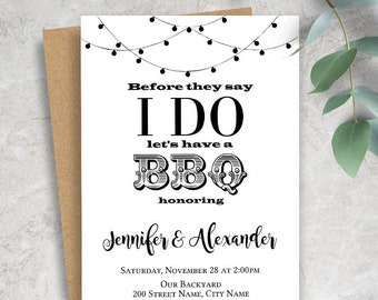 I do Bbq invitation, printable self-editable template, Instant download, Edit with Corjl, A857