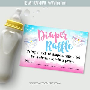 Gender Reveal Diaper Raffle Tickets, Printable Files, Instant Downlaod ...