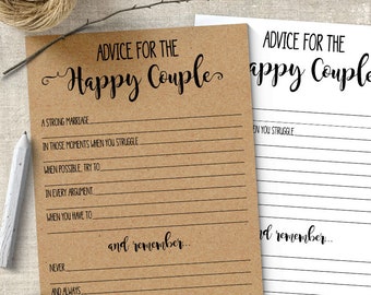 Advice for the Happy Couple, Bridal and Couples Shower Games and Activities, Printable, PDF, Instant download, G372