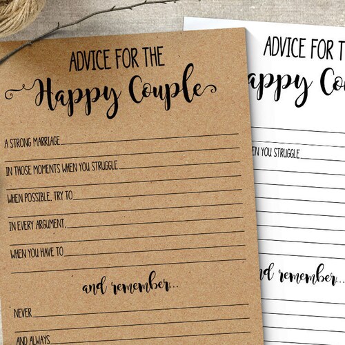 Advice for the Happy Couple Bridal and Couples Shower Games - Etsy