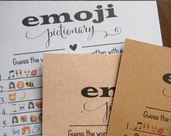 Bridal Shower Games, emoji pictionary game, Couples Shower, Printable PDF, G352