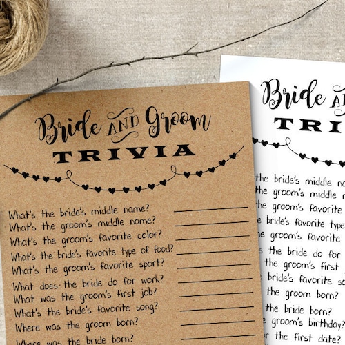 Bride and Groom Trivia Bridal Shower Games Printable Instant Etsy