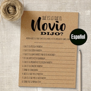 Juego de despedida de soltera en ESPAÑOL Qué dijo el novio en español, PDF imprimible, G351
