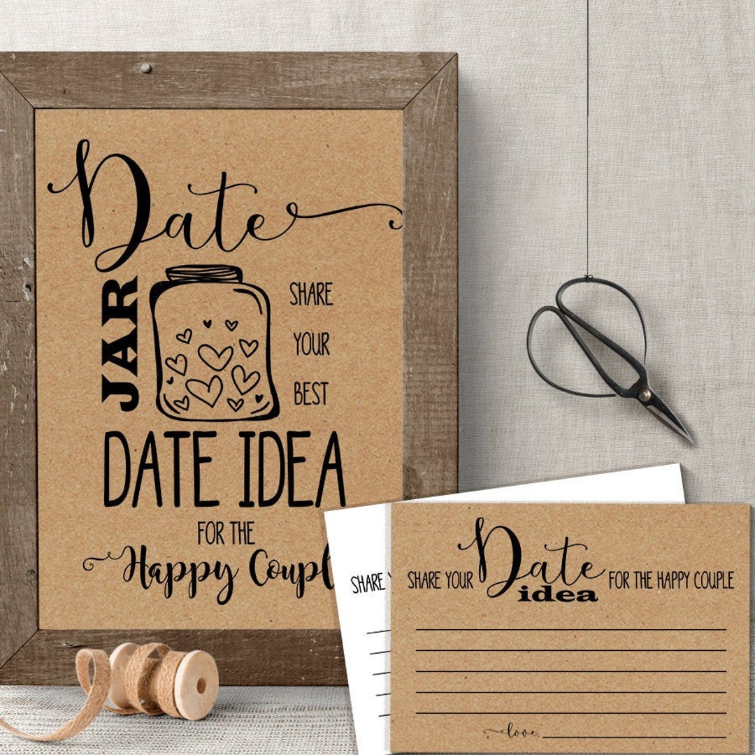 Date Jar Idea Bridal Shower Games Printable Date Idea Sign Etsy