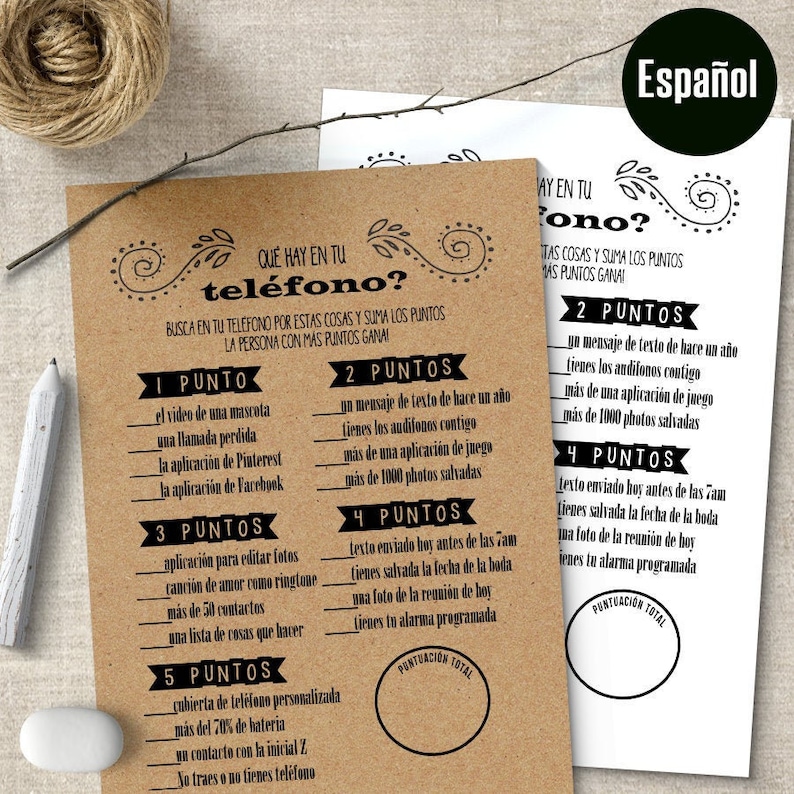 SPANISH Bridal Shower Game What is in Your Phone in Spanish - Etsy