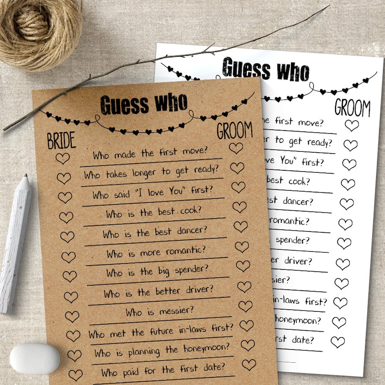 Bridal Shower Games, Printable Guess Who game, PDF, G101 image 3