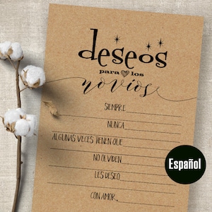 SPAANSE bruidsdouchespellen, Deseos para los novios, wensen voor de bruid en bruidegom, afdrukbare PDF, G340