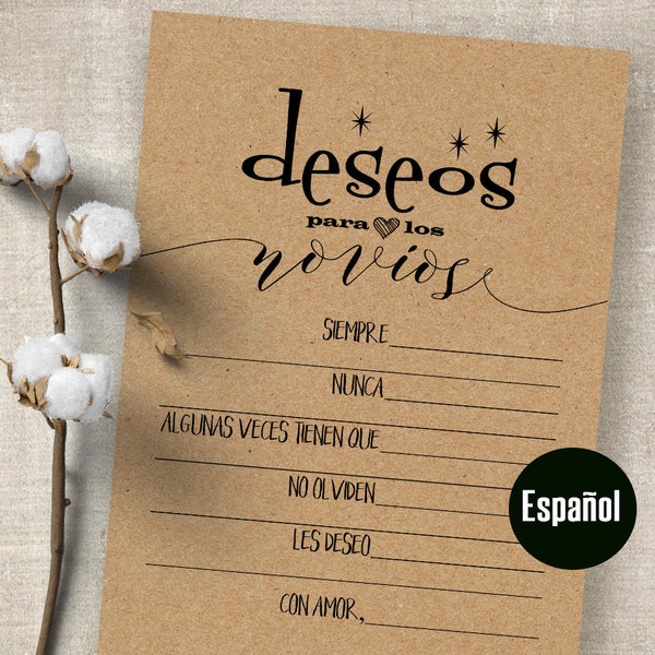 ESPAÑOL Juegos de despedida de soltera, Deseos para los novios, deseos para los novios, PDF imprimible, G340