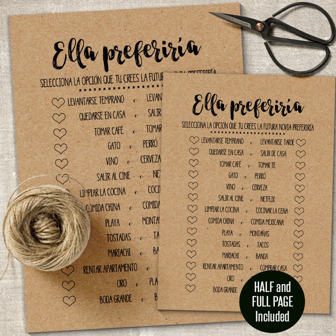 SPANISH Bridal Shower Games Ella Preferiria Wedding Games - Etsy