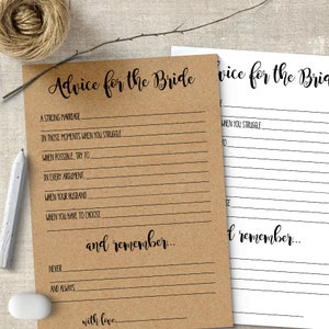 Advice for the Bride, Bridal Shower Games and Activities, Printable, PDF, Instant download, G370