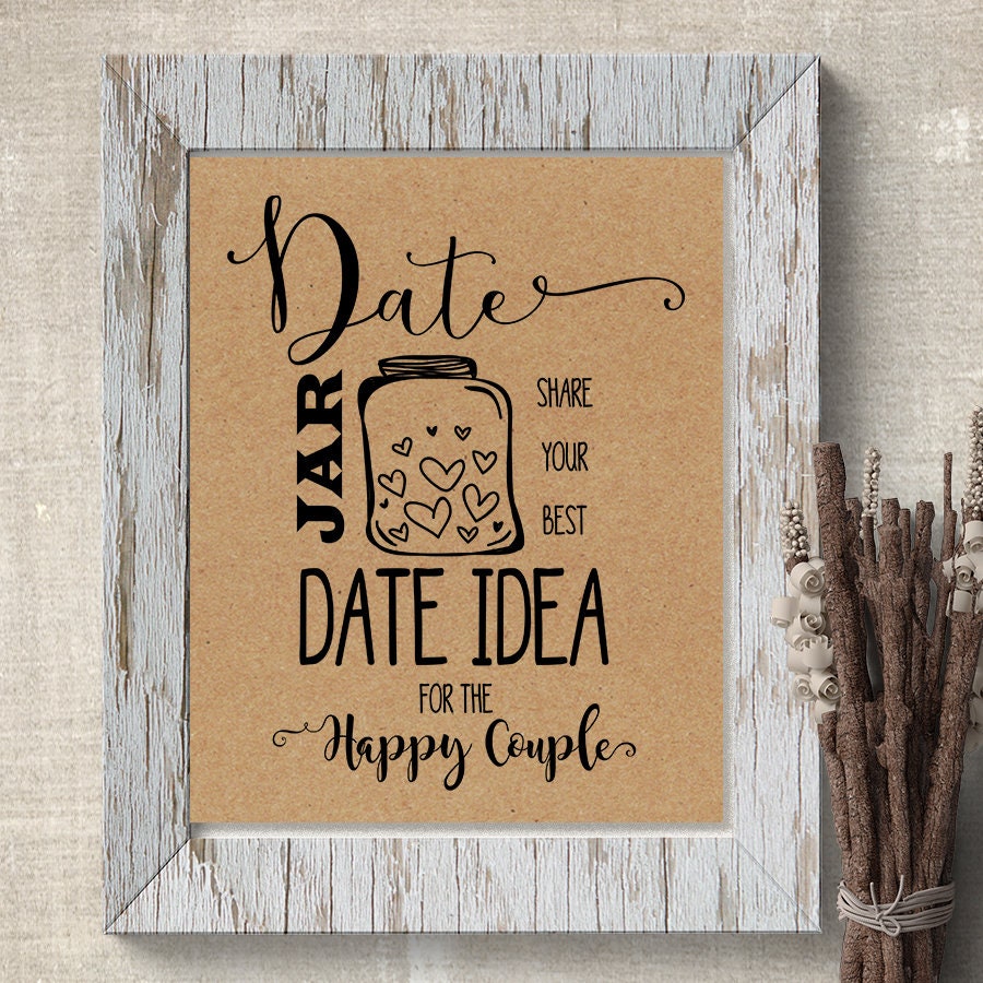 Date Jar Idea Bridal Shower Games Printable Date Idea Sign | Etsy