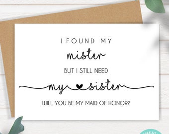 Maid of Honor proposal card, minimalist bridesmaid proposal, printable editable template, Edit with Corjl, A830