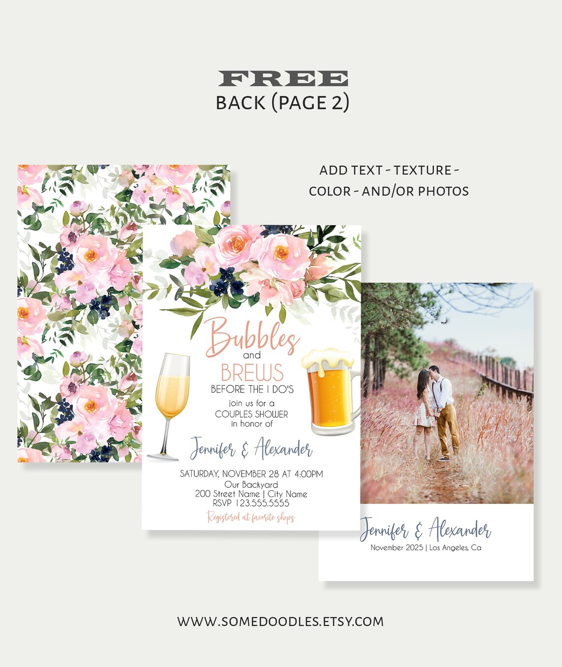 Bubbles and Brews Before the I Do's Invitation Couples Etsy