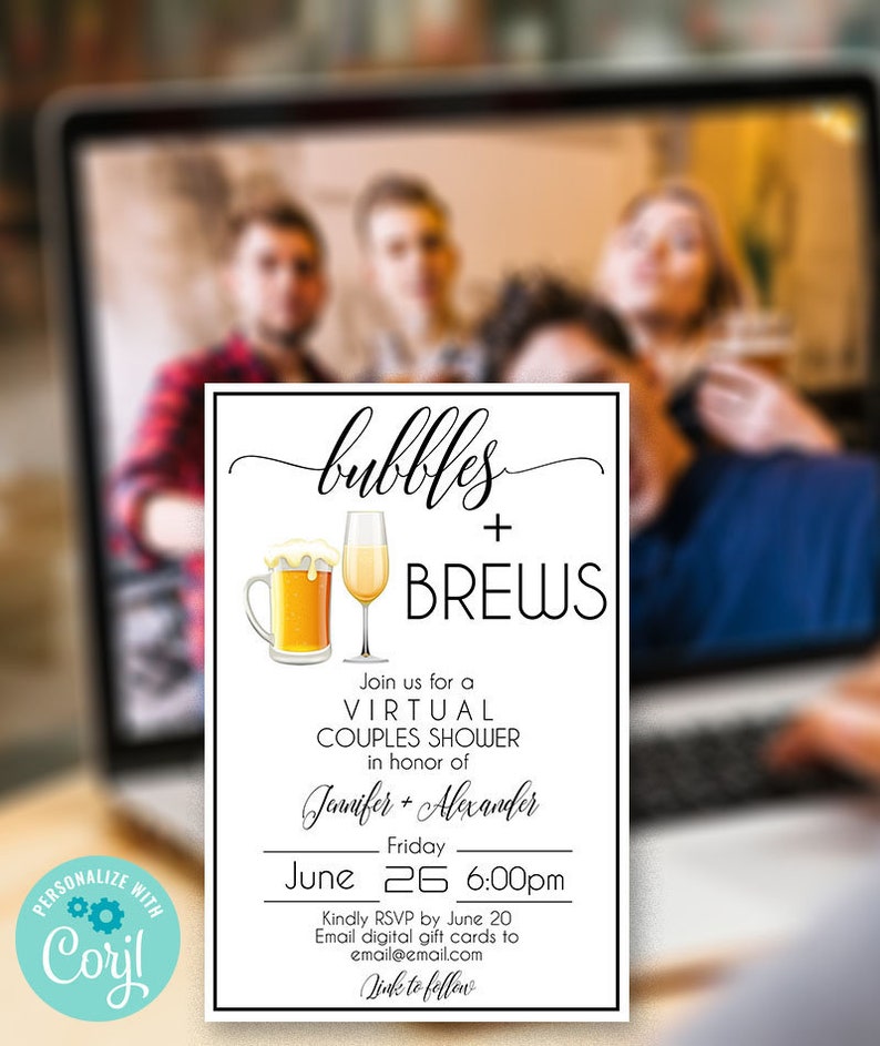 Virtual Bubbles and Brews Couples Shower Online Party Etsy