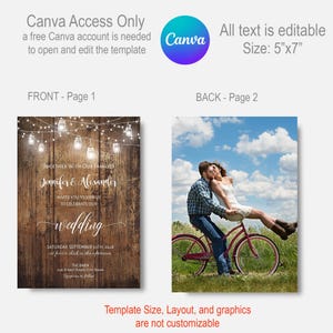 Rustic wedding invitation, rustic wood and mason jar lights, instant download, self-editable template, A241 image 3