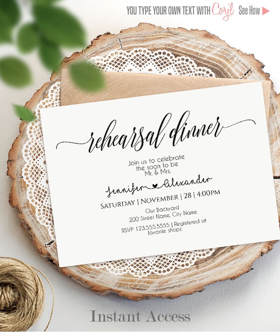 Rehearsal Dinner Invitation Printable Editable Template | Etsy